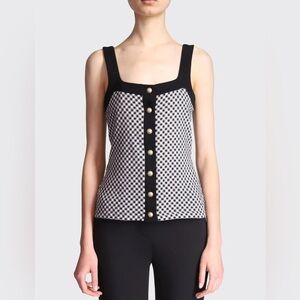 Balmain Gingham Button Tank Top